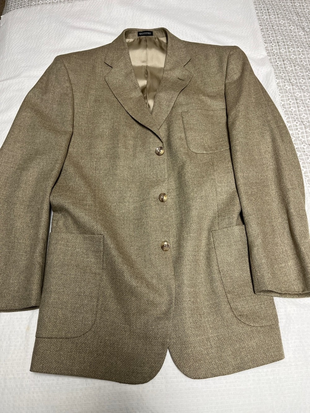 Men's Stafford Options Sport Coat 42R Tan Silk/Wool 3 button no vent